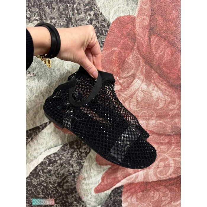 Сандалии женские сетка с камушками Чёрные 37,38,39,40,41,42р