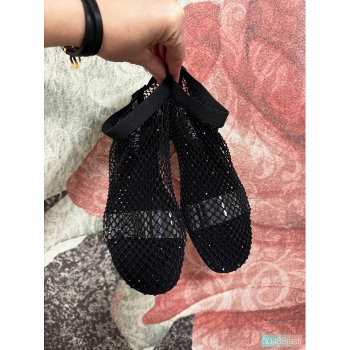 Сандалии женские сетка с камушками Чёрные 37,38,39,40,41,42р