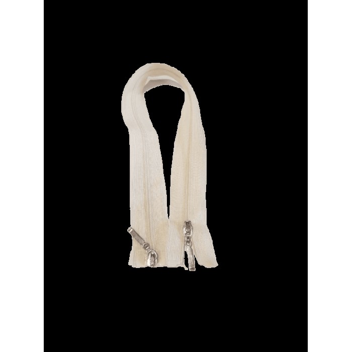 Блискавка роз'ємна 35см на 2 бігунки тип Спіраль Т-3 молочного кольору