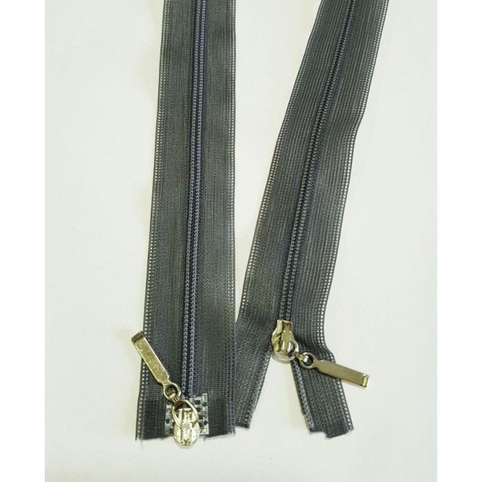 Блискавка роз'ємна 60см на 2 бігунки тип Спіраль Т-3 т. сіра