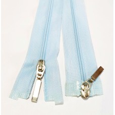 Блискавка роз'ємна 50см на 2 бігунки тип Спіраль Т-3 блакитного кольору