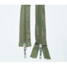 Блискавка роз'ємна 50см на 2 бігунки тип Спіраль Т-3 оливкового кольору