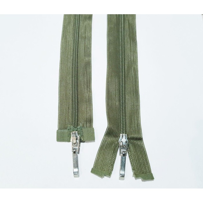 Блискавка роз'ємна 50см на 2 бігунки тип Спіраль Т-3 оливкового кольору