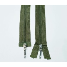 Блискавка роз'ємна 50см на 2 бігунки тип Спіраль Т-3 оливкового кольору