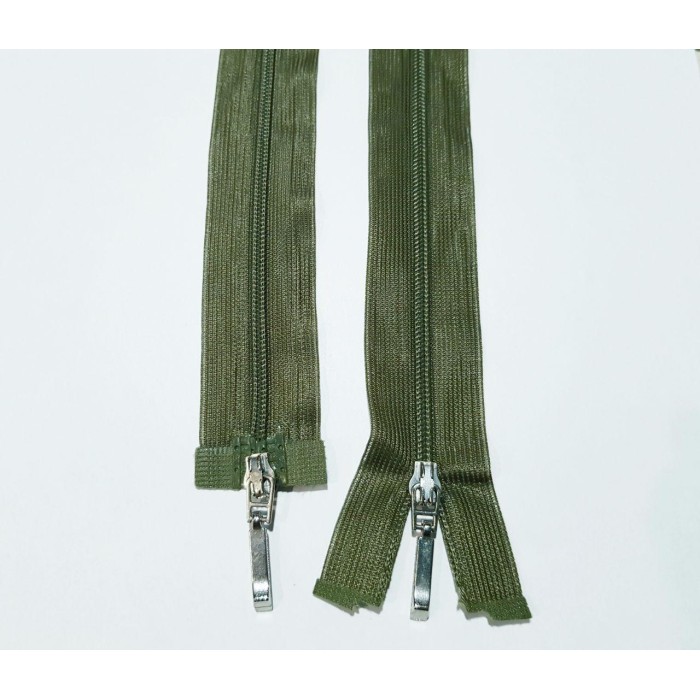 Блискавка роз'ємна 50см на 2 бігунки тип Спіраль Т-3 оливкового кольору