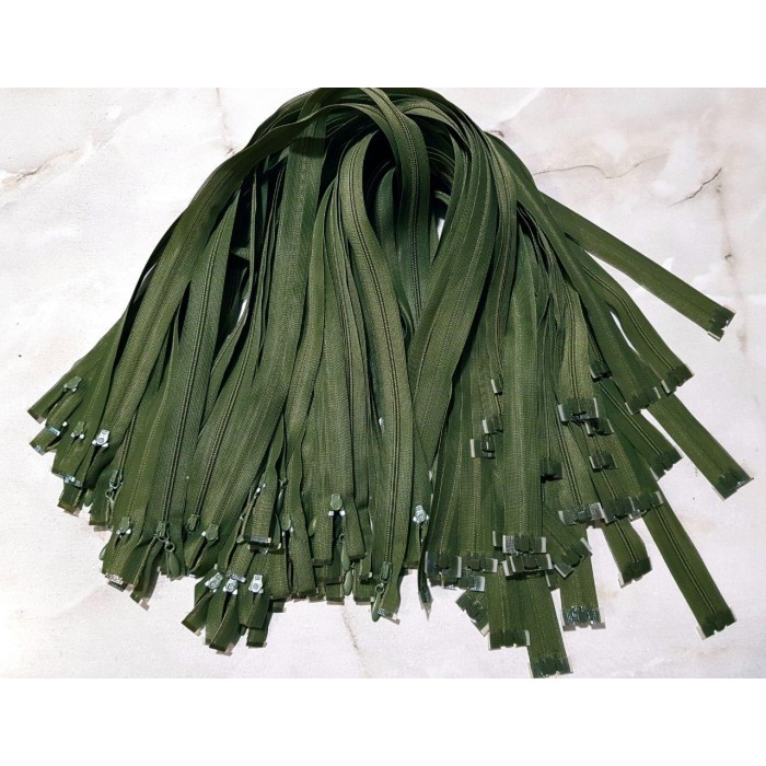 Блискавка роз'ємна 50см на 2 бігунки тип Спіраль Т-3 оливкового кольору