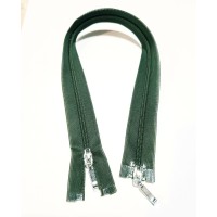 Молния разъемная 35см на 2 бегунка тип Спираль Т-3 темно зеленый Польша