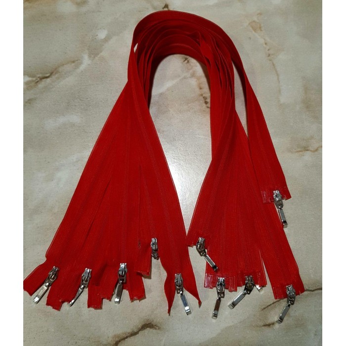 Блискавка роз'ємна 50см на 2 бігунки тип Спіраль Т-3 потайна червоного кольору Польща