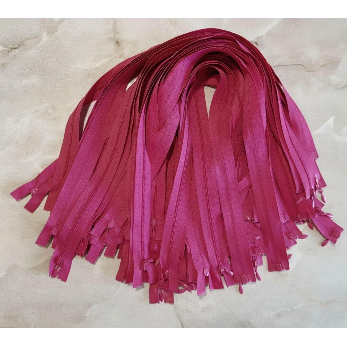 Блискавка роз'ємна 60см на 2 бігунки тип Спіраль Т-3 малинового кольору