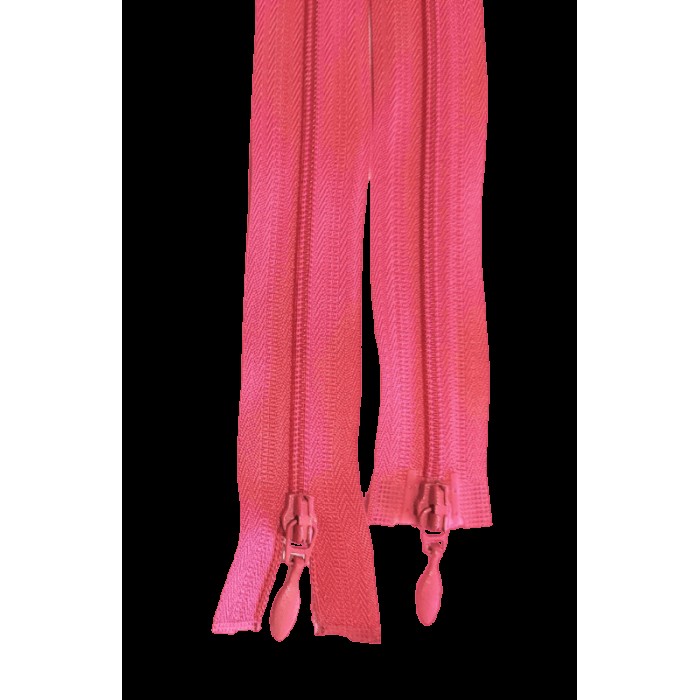 Блискавка роз'ємна 60см на 2 бігунки тип Спіраль Т-3 малинового кольору