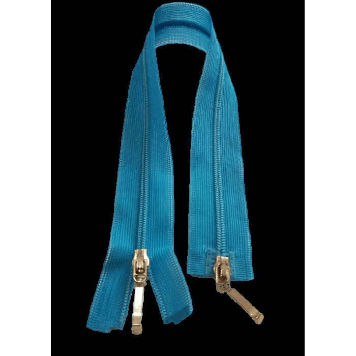 Блискавка роз'ємна 35см на 2 бігунки тип Спіраль Т-3 бірюзового кольору