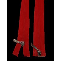 Молния разъемная 50см на 2 бегунка тип Спираль Т-3 потайная красного цвета Польша