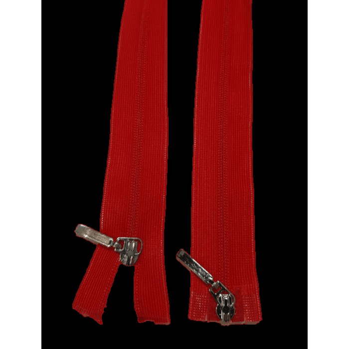 Блискавка роз'ємна 50см на 2 бігунки тип Спіраль Т-3 потайна червоного кольору Польща