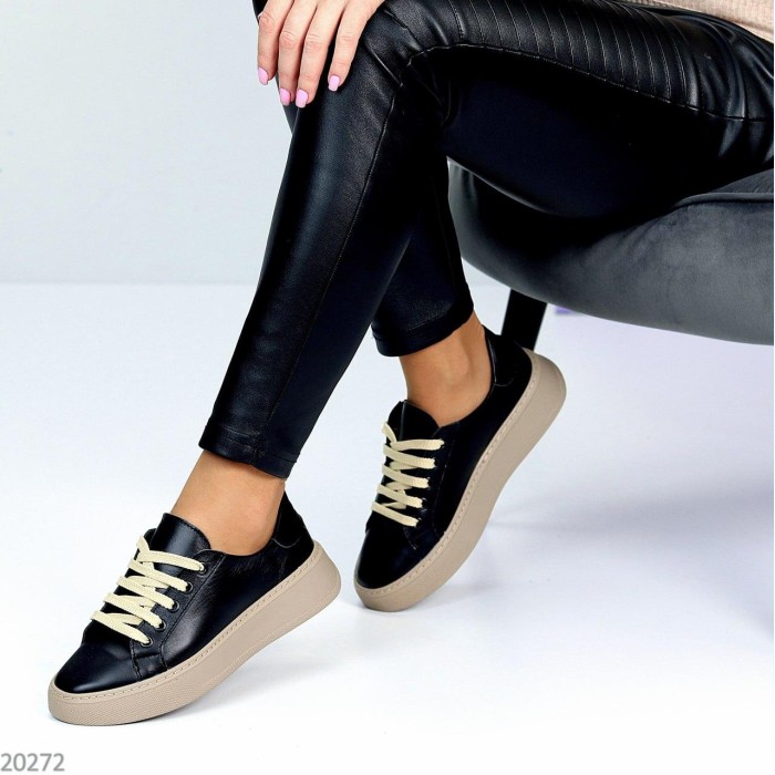 Кеди жіночі натуральна шкіра чорні 37,38,39,40р.