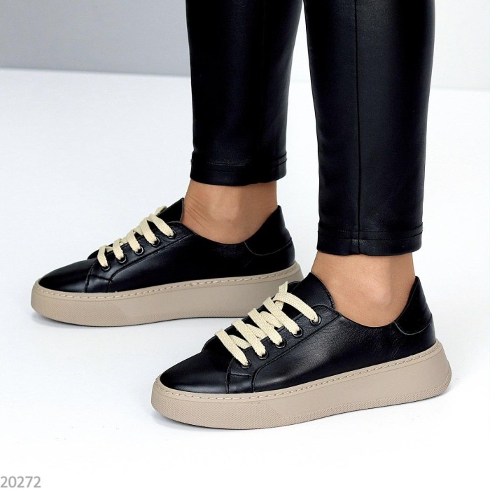 Кеди жіночі натуральна шкіра чорні 37,38,39,40р.