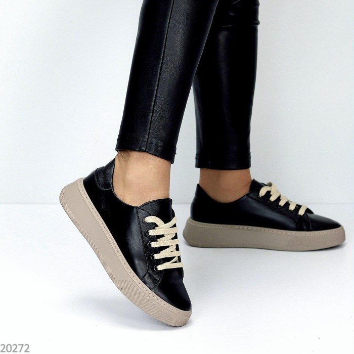 Кеди жіночі натуральна шкіра чорні 37,38,39,40р.