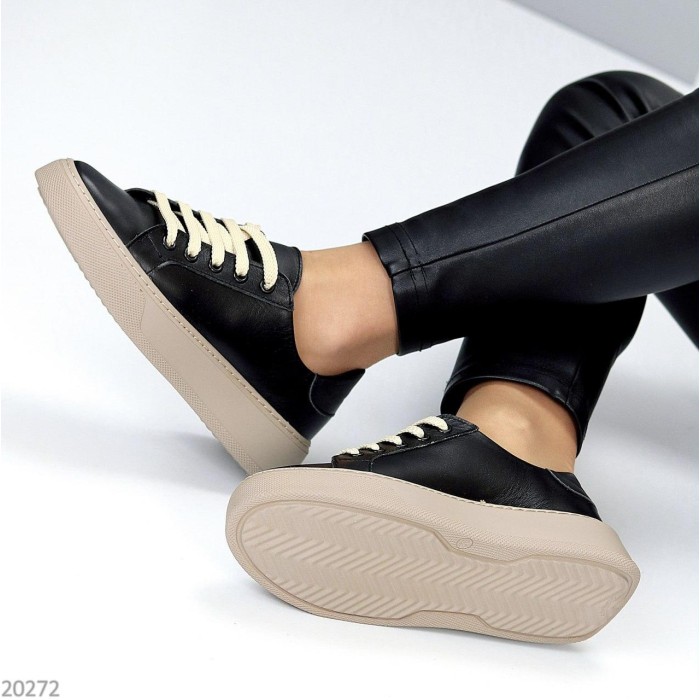 Кеди жіночі натуральна шкіра чорні 37,38,39,40р.