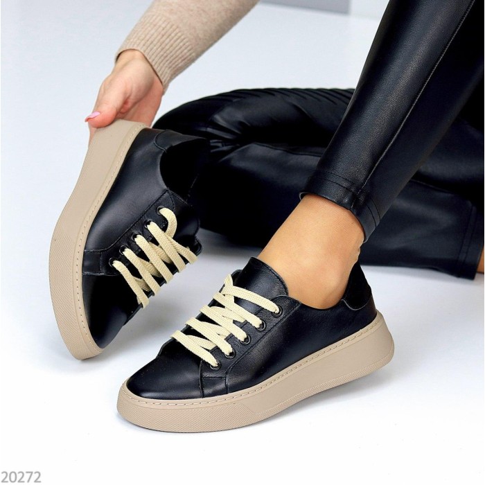 Кеди жіночі натуральна шкіра чорні 37,38,39,40р.