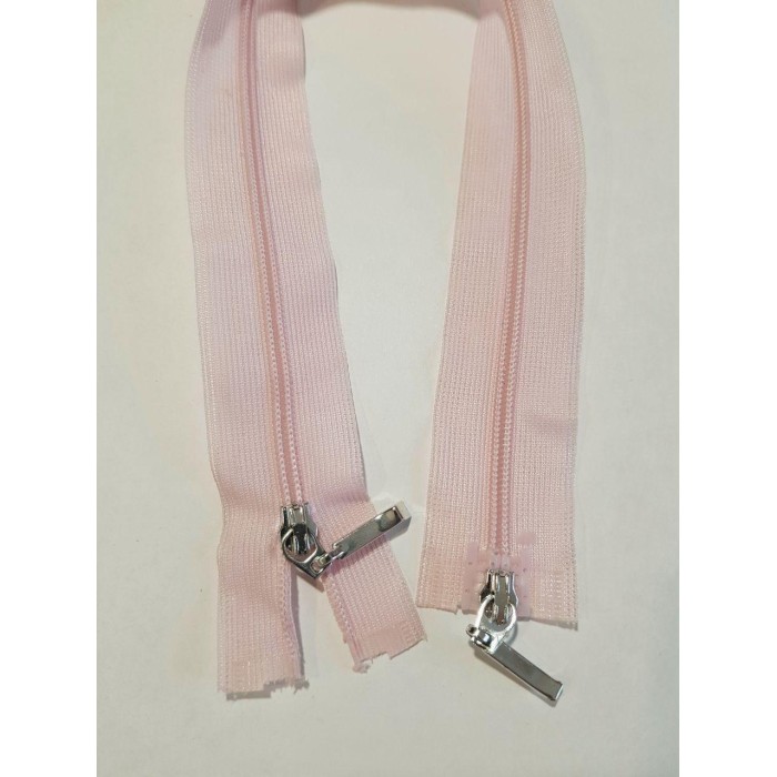 Блискавка роз'ємна 35см на 2 бігунки тип Спіраль Т-3 рожевого кольору Польща