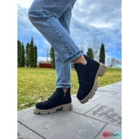 Черевики жіночі, натуральна замша чорні Демі 36р