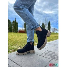 Черевики жіночі, натуральна замша чорні Демі 36р