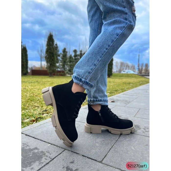 Черевики жіночі, натуральна замша чорні Демі 36р