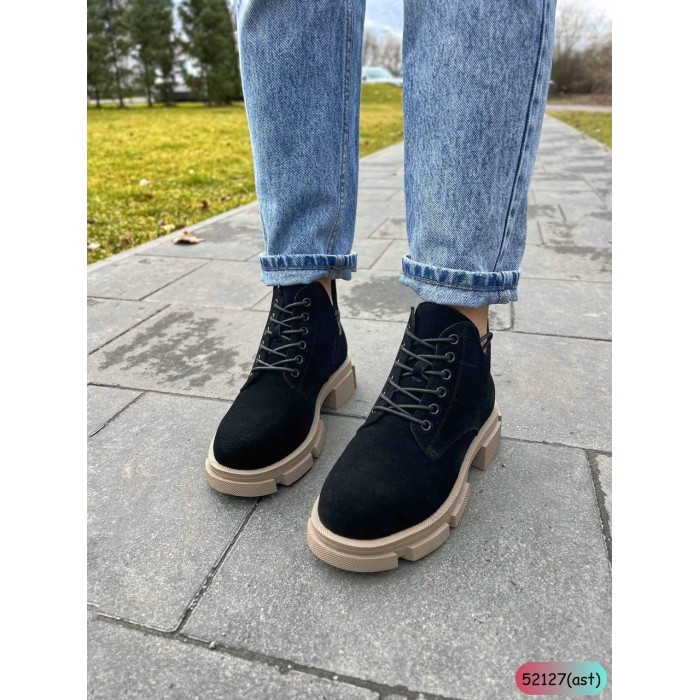 Черевики жіночі, натуральна замша чорні Демі 36р