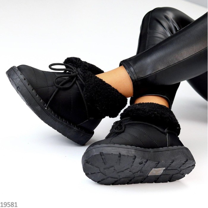 Дутики жіночі матеріал-плащівка/екошкіра чорні зима 36р.