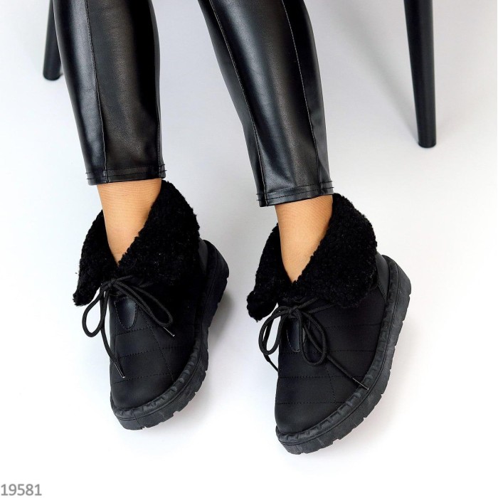 Дутики жіночі матеріал-плащівка/екошкіра чорні зима 36р.