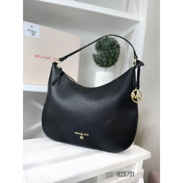 Сумка жіноча натуральна шкіра + брелок, чорна