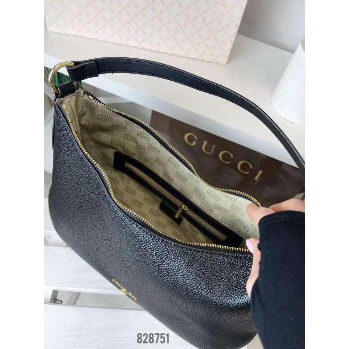 Сумка жіноча натуральна шкіра + брелок, чорна