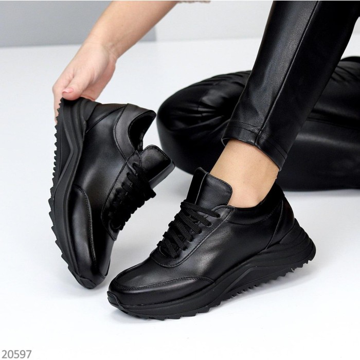 Кроссовки женские, натуральная кожа, Черные 40р