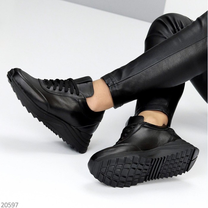 Кроссовки женские, натуральная кожа, Черные 40р