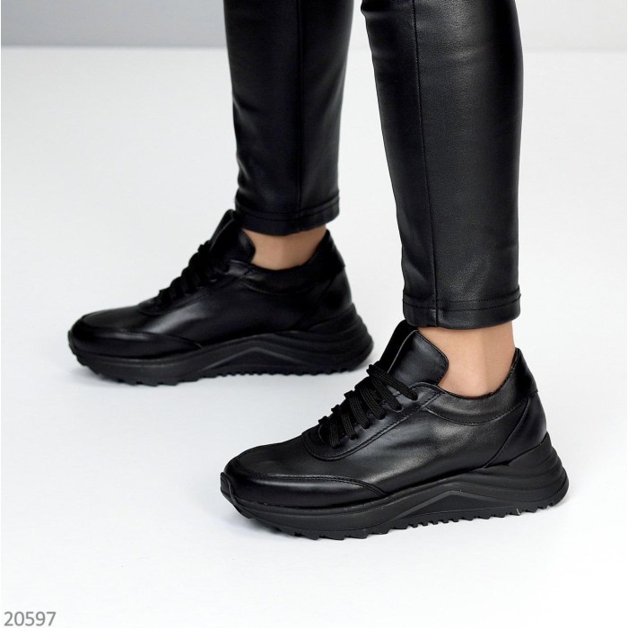 Кроссовки женские, натуральная кожа, Черные 40р