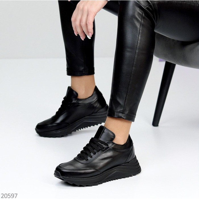 Кроссовки женские, натуральная кожа, Черные 40р