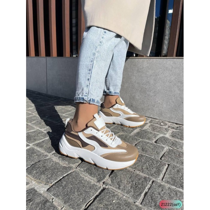 Кросівки жіночі натуральна шкіра біло/капучіно на 38р