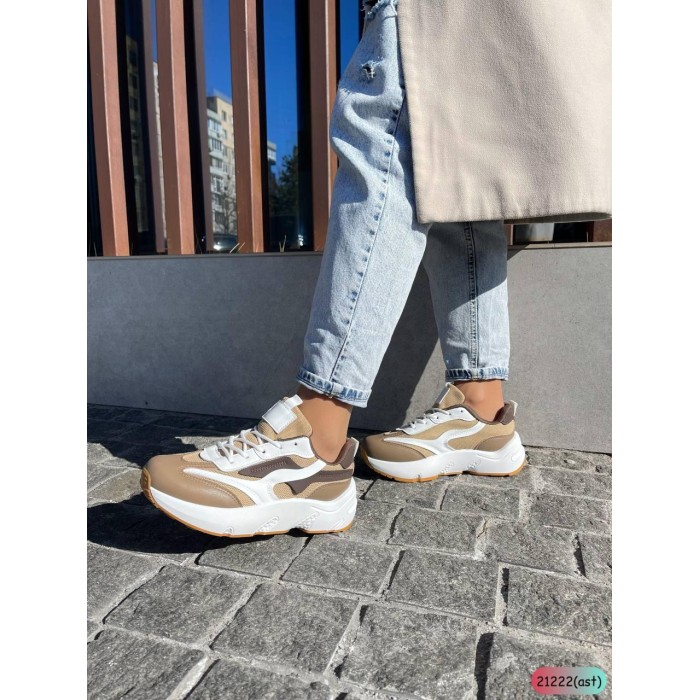 Кросівки жіночі натуральна шкіра біло/капучіно на 38р