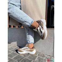 Кросівки жіночі натуральна шкіра біло/капучіно на 38р