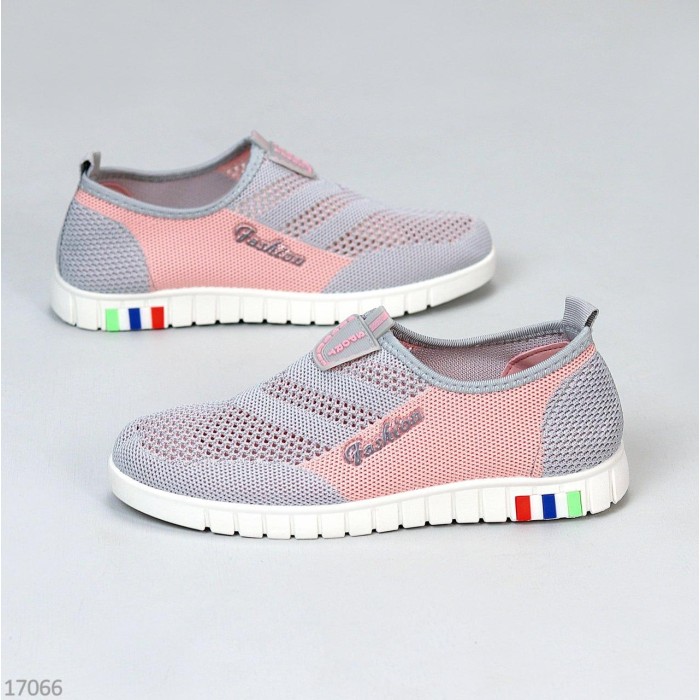 Мокасини/кросівки, жіночі текстильСірий/Пудра 36,37,38,39,40,41р