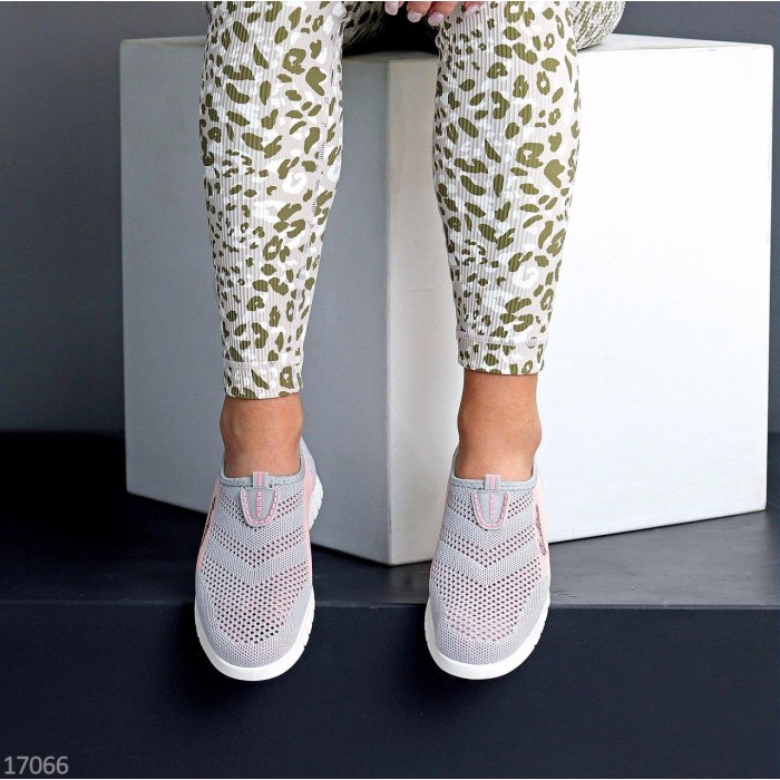 Мокасини/кросівки, жіночі текстильСірий/Пудра 36,37,38,39,40,41р