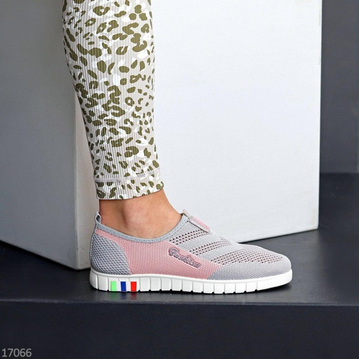 Мокасини/кросівки, жіночі текстильСірий/Пудра 36,37,38,39,40,41р