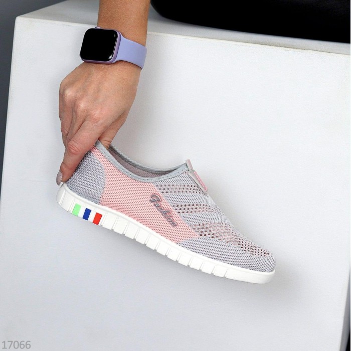 Мокасини/кросівки, жіночі текстильСірий/Пудра 36,37,38,39,40,41р