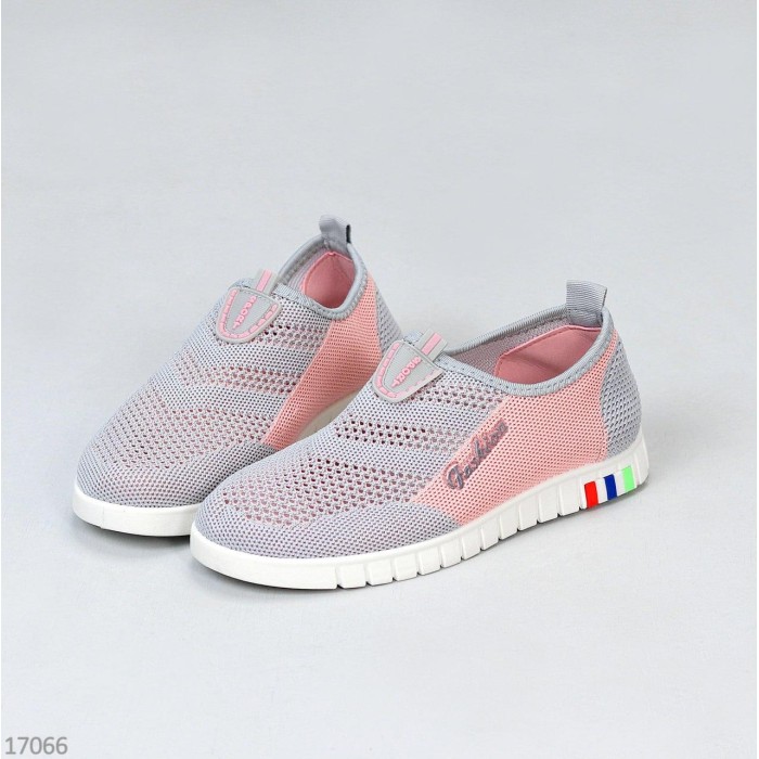 Мокасини/кросівки, жіночі текстильСірий/Пудра 36,37,38,39,40,41р