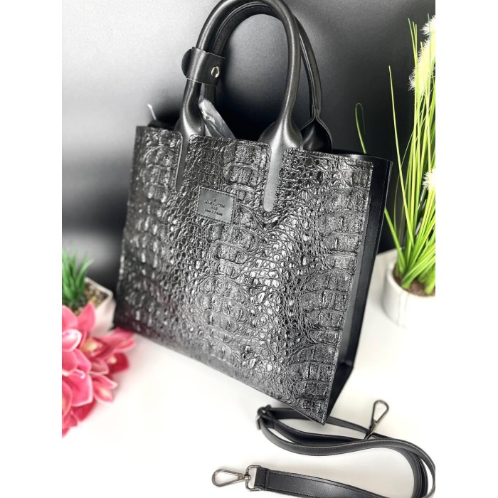 Сумка жіноча, 2-х стороння екошкіра Чорна, Чорна гладка