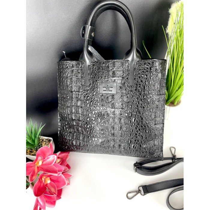 Сумка жіноча, 2-х стороння екошкіра Чорна, Чорна гладка