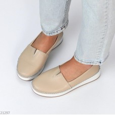 Мокасини жіночі натуральна шкіра беж 36,37,38,39,40,41р