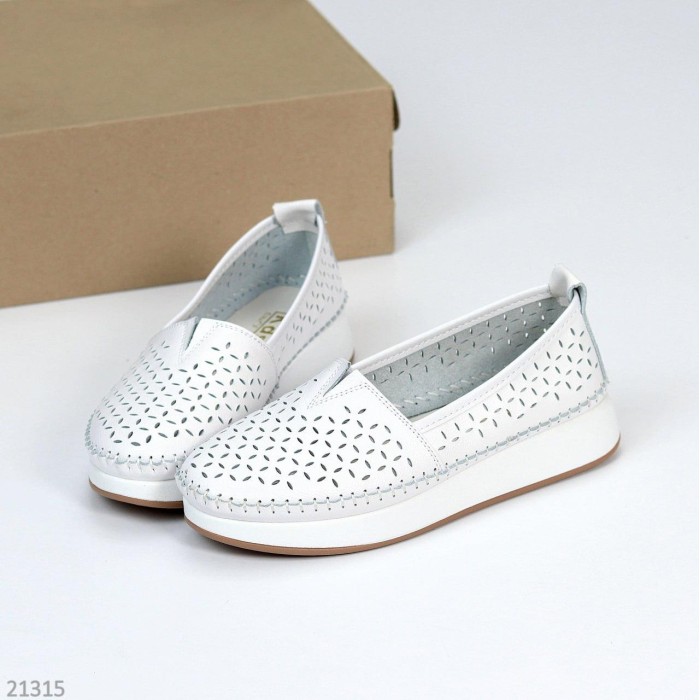 Мокасини жіночі натуральна шкіра білі 36,38,39,40,41р