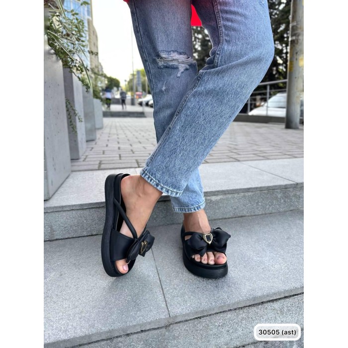 Сабо жіночі бантик екошкіра колір чорний на 37р.