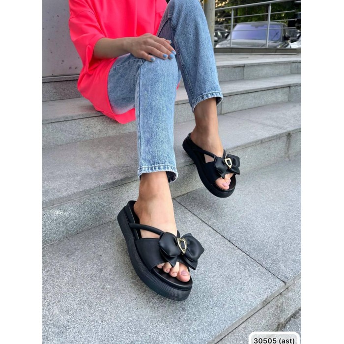 Сабо жіночі бантик екошкіра колір чорний на 37р.