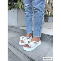 Сабо жіночі бантик, екошкіра колір білий на 36р.